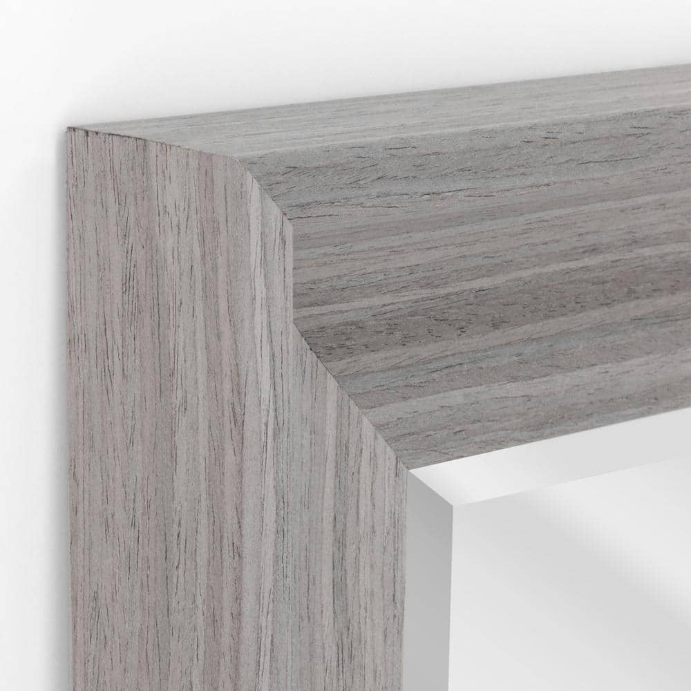 Transitional Gray Wood Beveled Edge Rectangular Wall Mirror