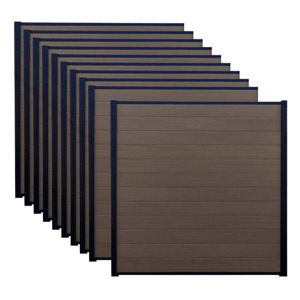 Frame It All 6 ft. x 6 ft. Valla Composite Fence Panel Mahogany (5-Pack)