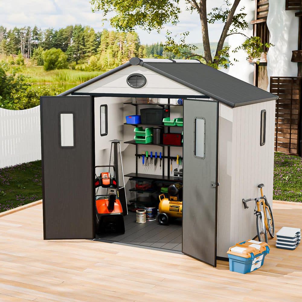 PLAN C ターコイズ キルティングベスト 40 COOS BAY 8 ft. x 6 ft. Durable Resin Garden Storage Shed, Tool