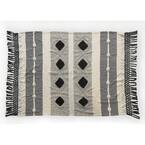 Symmetry Gray Geometric Cotton Throw Blanket