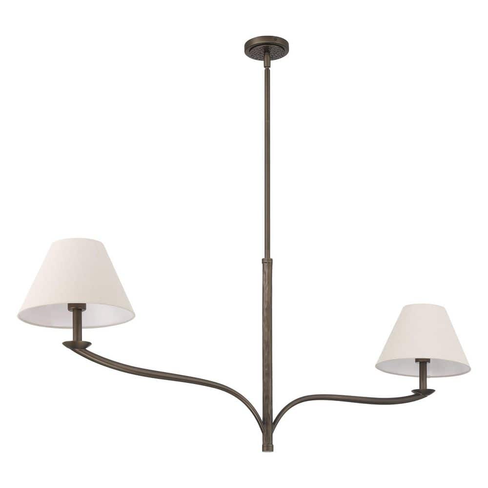 Bethany 56-inch 2-light Forged Bronze Linear Chandelier with Natural Linen Shades price history on PriceWatchPro