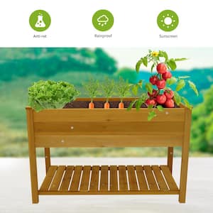 Large 48.5 in. L Natural Wooden Hanging Raised Garden Bed with Legs and Storage Shelf