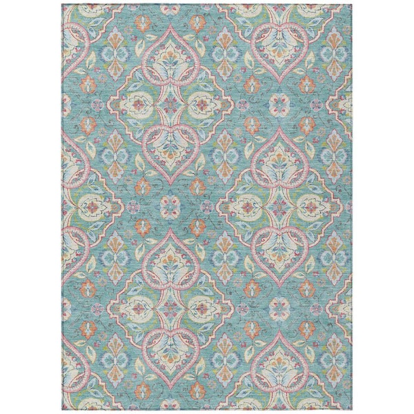 Chantille Machine Washable Indoor/Outdoor Abstract ACN2207 Spa 5 ft. x 7 ft. 6 in. Area Rug