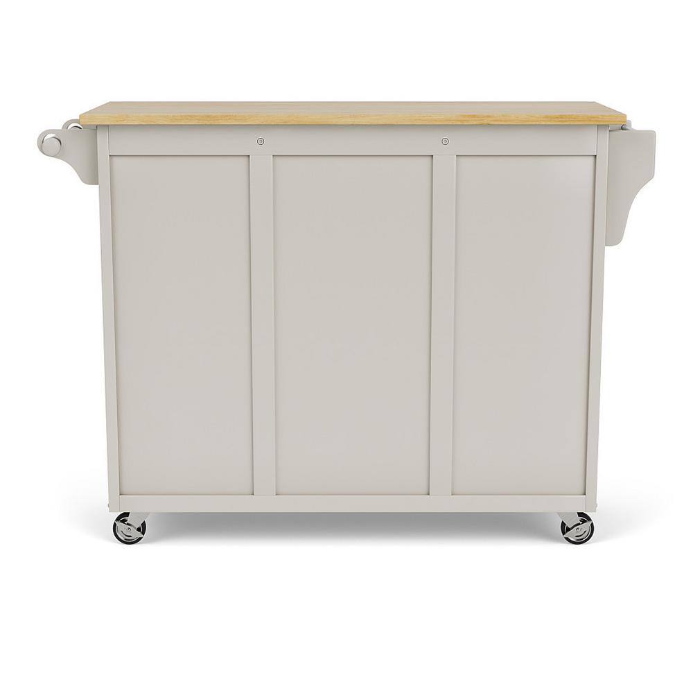 White and Natural Wood Kitchen Cart with Storage