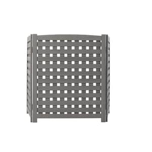 Anky 38 in. Gray Solid Wood Garden Fence, 3 Panels Air Air Conditioner or Trash Enclosure Fence Screen Outside