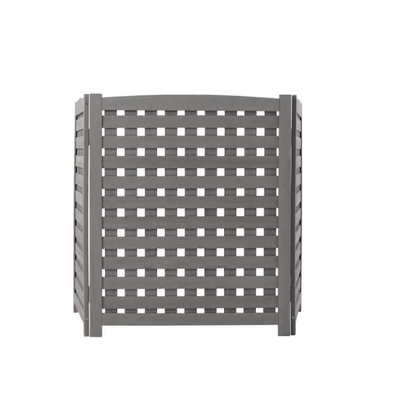 Miscool Anky 38 in. Gray Solid Wood Garden Fence, 3 Panels Air Air Conditioner or Trash Enclosure Screen Outside