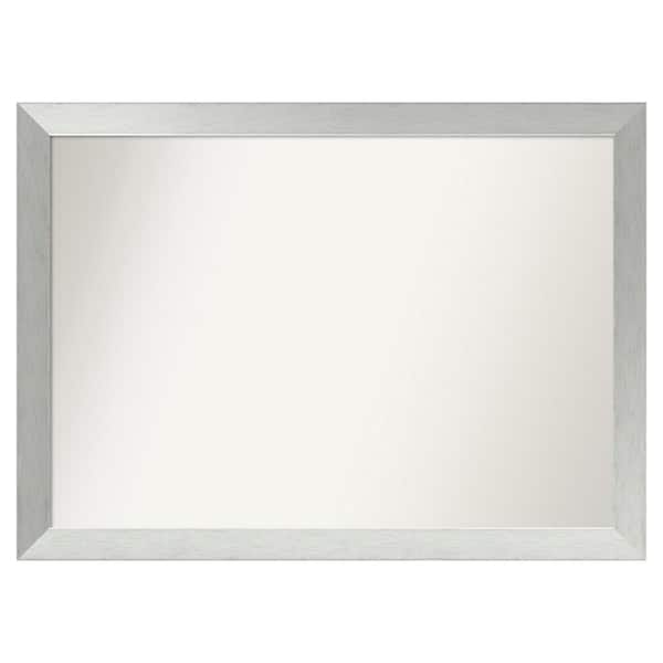 Amanti Art Brushed Sterling Silver 44 in. x 32 in. Custom Non-Beveled Wood Framed Bathroom Vanity Wall Mirror