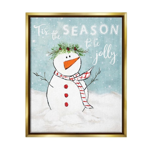 Stupell Industries Tis the Season Snowman by Janet Tava 1-Piece Floater Frame Graphic Print Typography Poster Art Print 31 in. x 25 in.