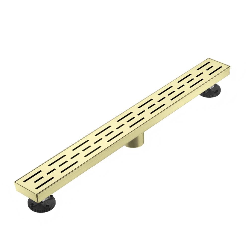 32 in. Linear Shower Drain with Removable Grid Grate and Hair Strainer in Brushed Gold price history on PriceWatchPro