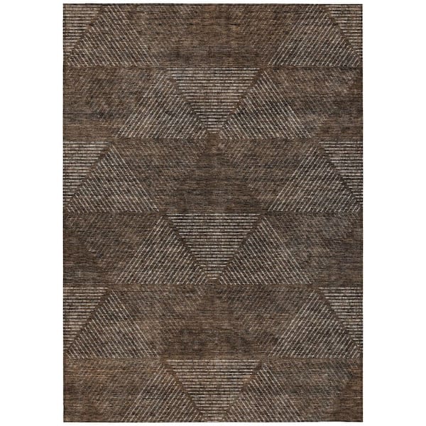 Chantille Machine Washable Indoor/Outdoor Abstract ACN777 Brown 8 ft. x 10 ft. Area Rug