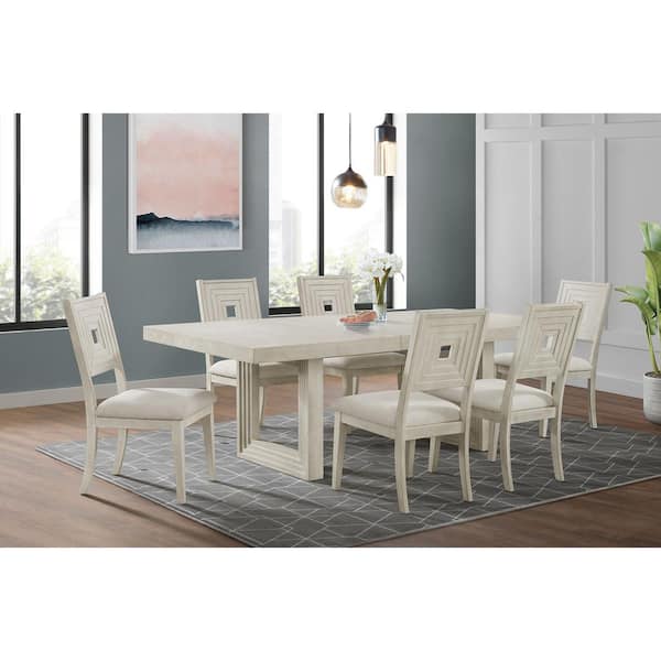 Rhiannon Antique White Wood upholstered Dining Side Chair (2 Per Carton)