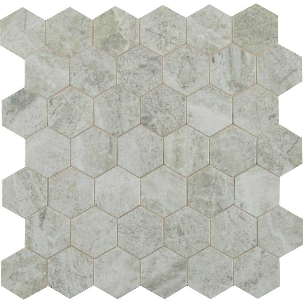 MSI Everest Gray Hexagon 12 in. x 12 in. x 10mm Polished Porcelain Mesh-Mounted Mosaic Tile (8 sq. ft./Case) -  NHDEVEGRA2X2HXC