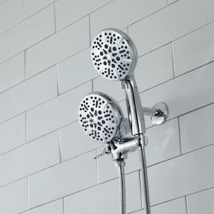 5-Spray Patterns with 1.75 GPM 5 in. Wall Mount Dual Shower Heads and Handheld Shower Head in Chrome