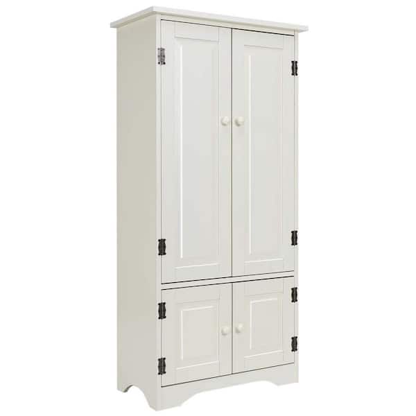 Bunpeony 24 in. W x 13 in. D x 49 in. H White MDF Freestanding Bathroom Linen Cabinet Accent Floor Storage Cabinet