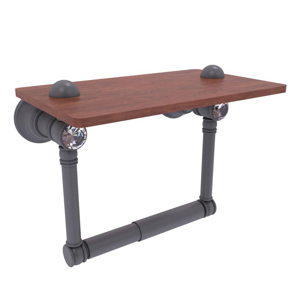 Carolina Crystal Collection Wall Mounted Toilet Paper Holder in Matte Gray with Wood Shelf price history on PriceWatchPro