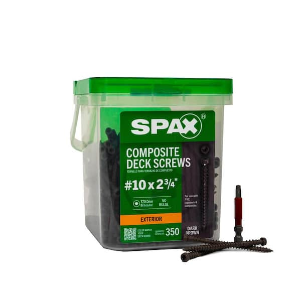 SPAX #10 x 2-3/4 in. Exterior Cylindric Head Composite Deck Screws Dark Brown Torx T-Star (350 Each) 5 LB Bit Included