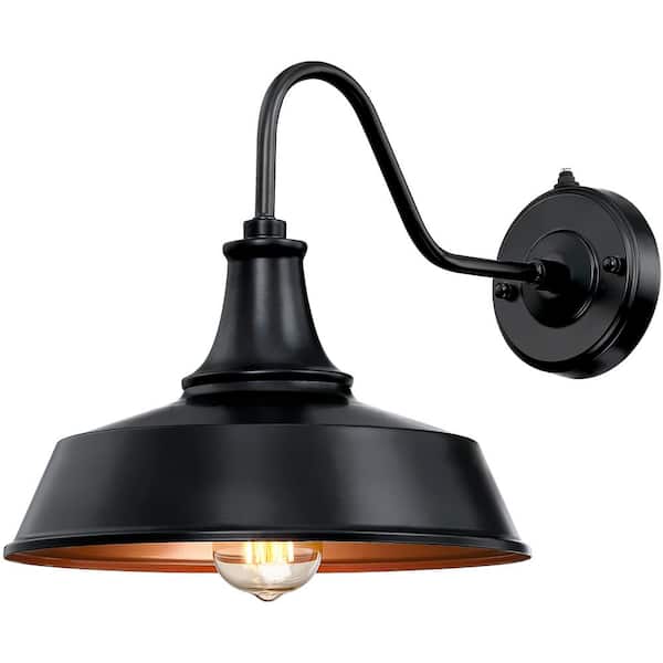 TRUE FINE Grantham 1-Light 12 in. Black Dusk to Dawn Outdoor Barn
