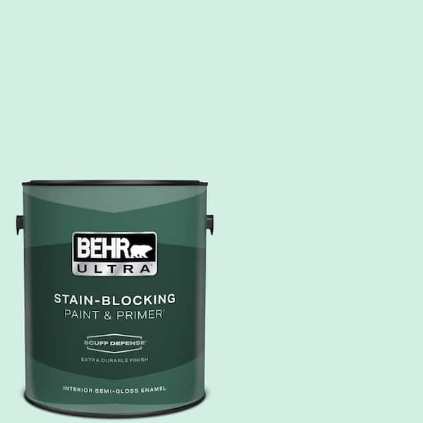 BEHR ULTRA 1 gal. #P420-1 Spring Frost Extra Durable Semi-Gloss Enamel Interior Paint & Primer