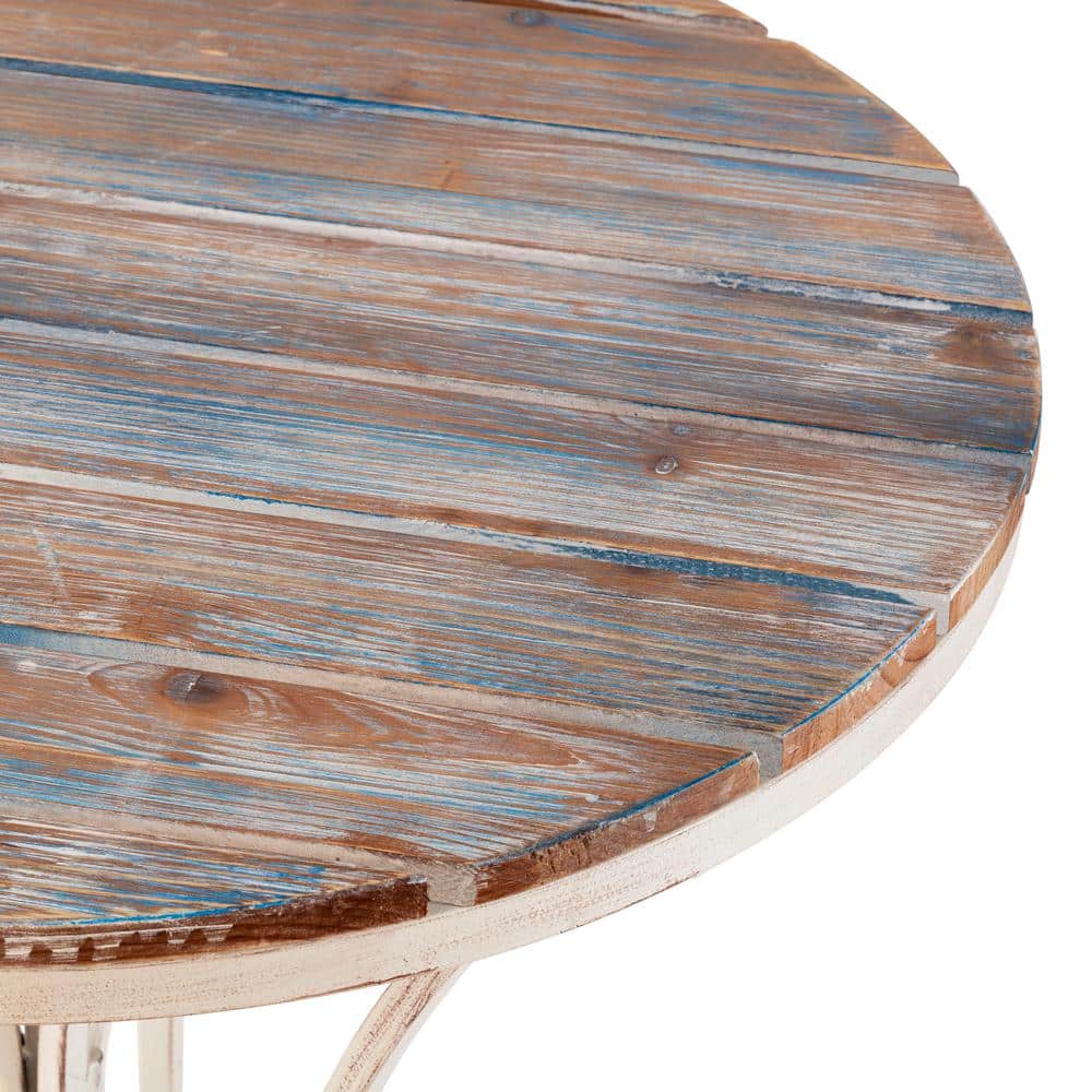 Rustic White and Weathered Wood 3-Piece Bistro Set