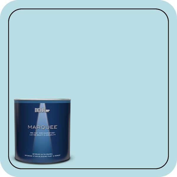 BEHR MARQUEE 1 qt. #M470-2 Basin Blue Satin Enamel Interior Paint & Primer