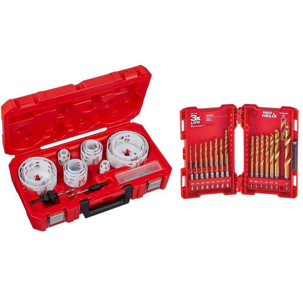 Milwaukee 4922410548894631 Hole Dozer Electricians Bi-Metal Hole Saw Set with Shockwave Impact Duty Titanium Drill Bit Set (42-Piece)