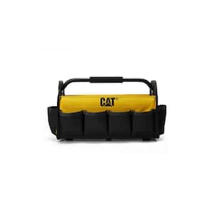 Tool storage, 17 in., 14 pockets, Black and yellow, 600-D Polyester ,Open tote  , Heavy duty handle