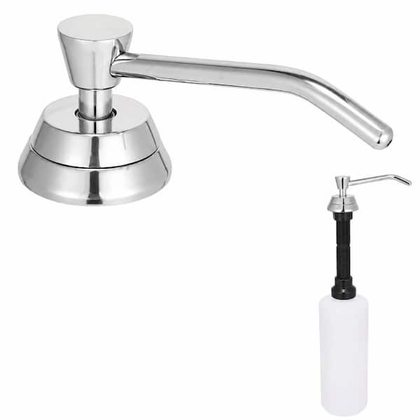 Chrome Finish Brass Countertop Soap Dispenser with 34 oz Bottle and 4 in Rotating Spout