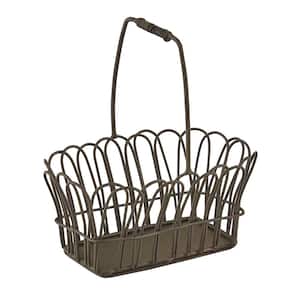 5 in. H x 5.25 in. W x 3.25 in. D Scalloped Vintage Metal Wire Condiment Caddy