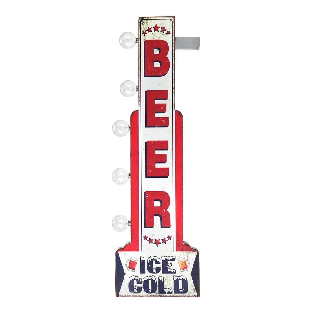 Vintage Metal LED Ice Cold Beer Marquee Sign