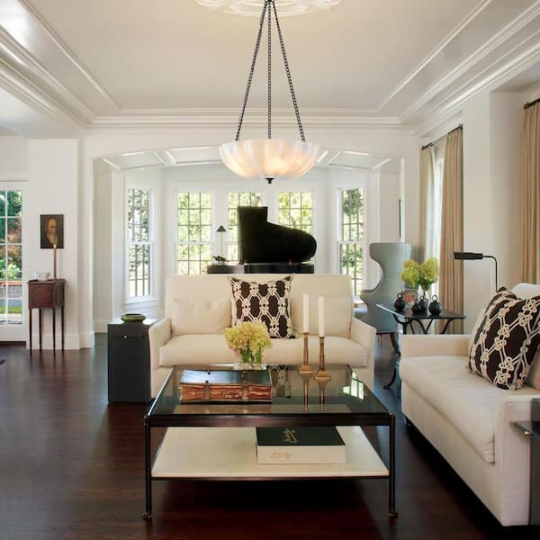 LLHZSY 20.87 in. 4-Light Black and White Bowl Semi-Flush Mount