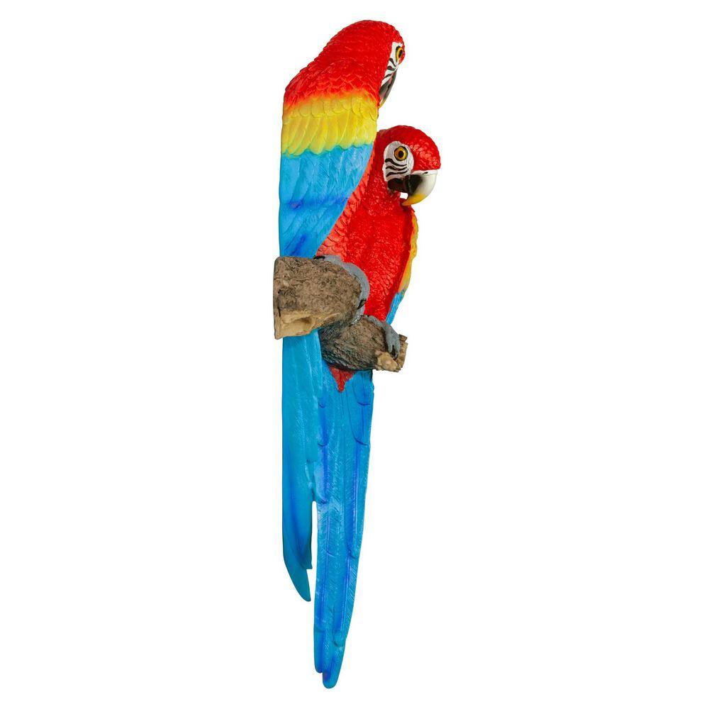 Tropical Scarlet Macaws Resin Wall Statue 26.2" High
