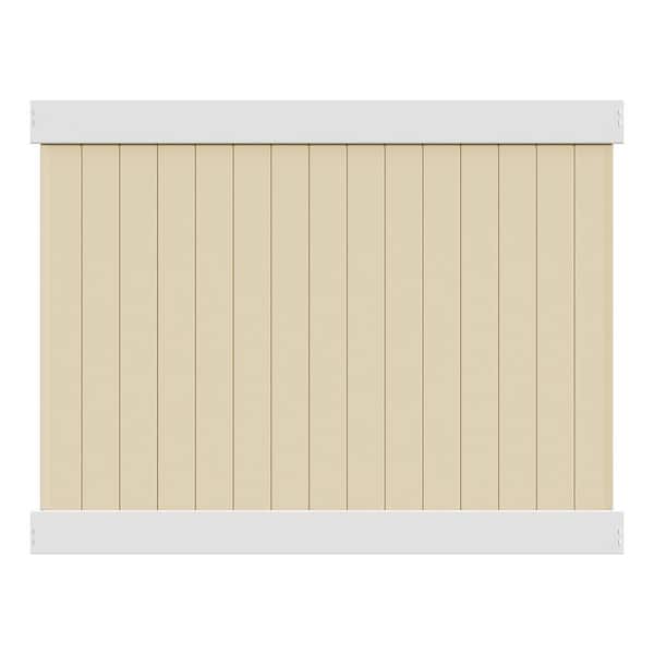 Barrette Outdoor Living Roosevelt 6 ft. H x 8 ft. W Two-Toned White and Sand Vinyl Privacy Fence Panel (Unassembled)