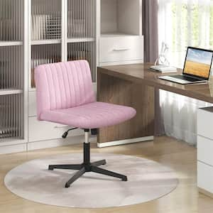 Fabric Swivel Ergonomic Mid Back Criss Cross Legged Office Chair in Pink