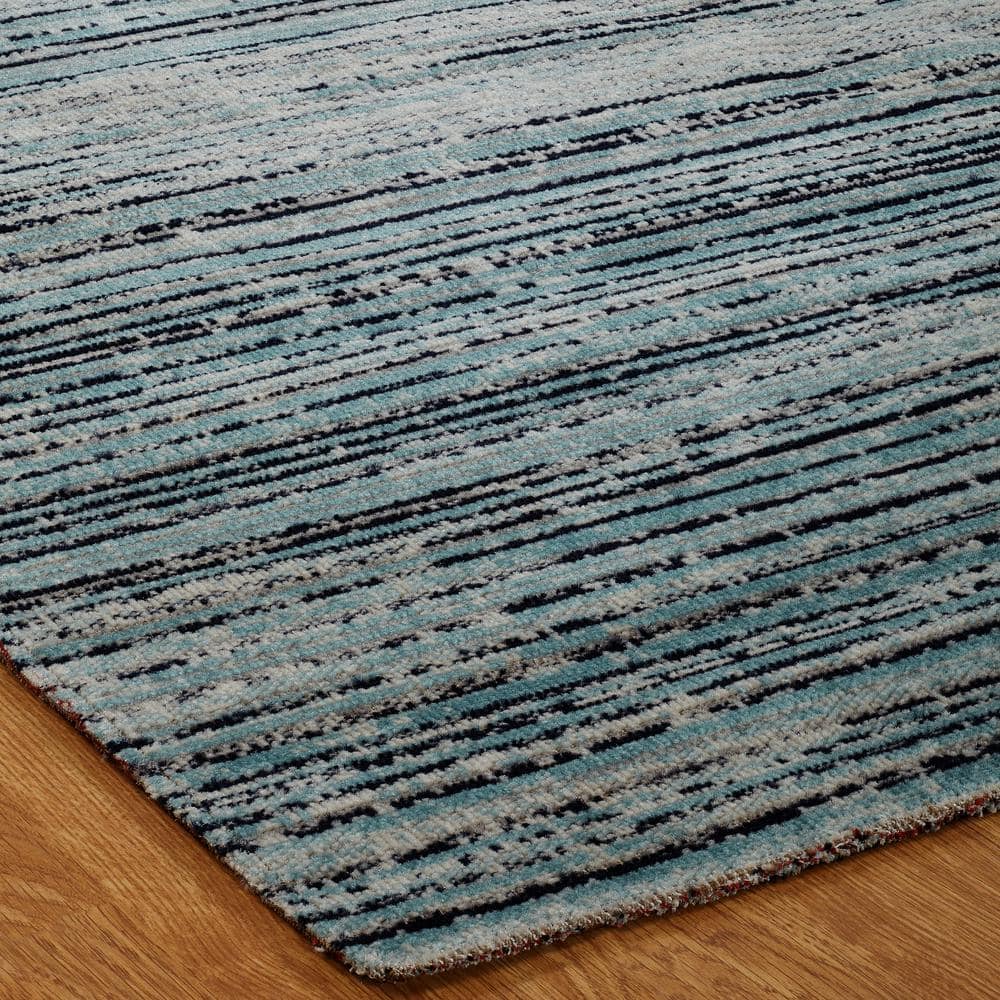 Aqua and Light Gray Abstract Synthetic 2' x 3' Area Rug
