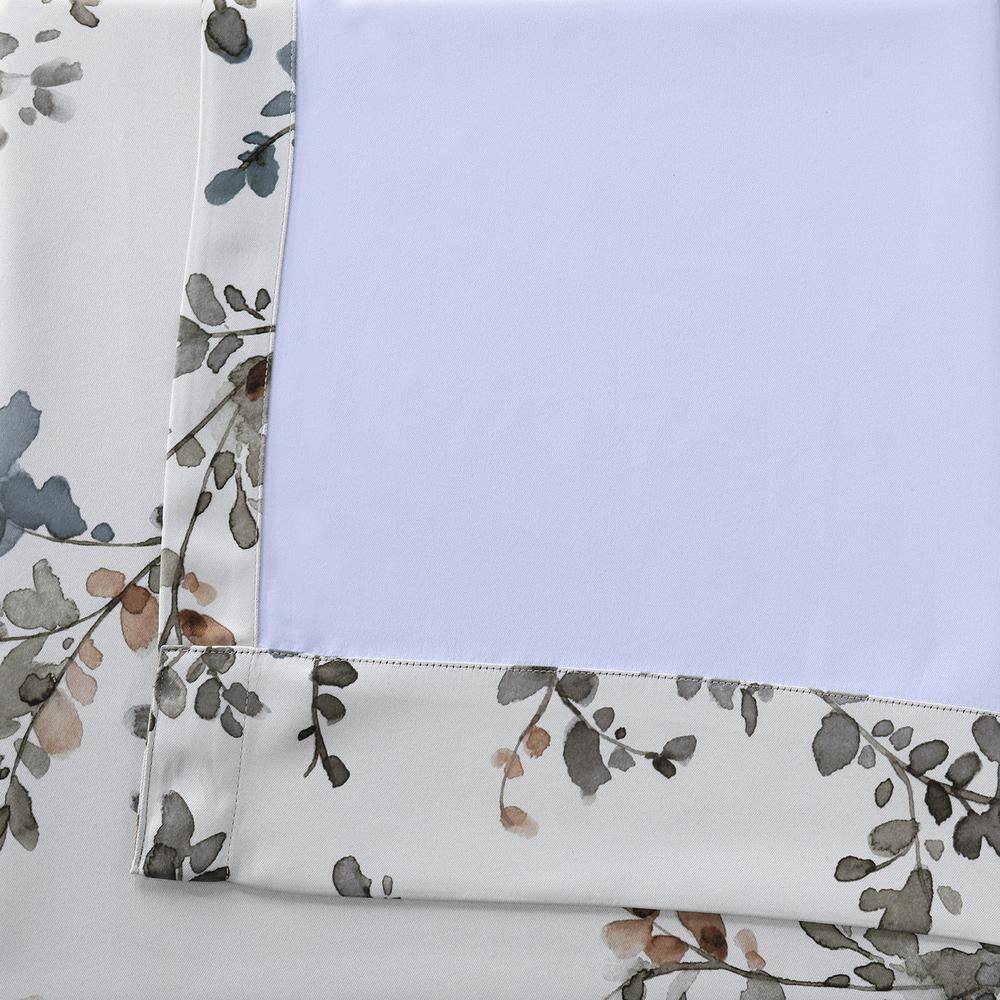 Antique Elm Floral Blackout Polyester Curtain Panel 50x96