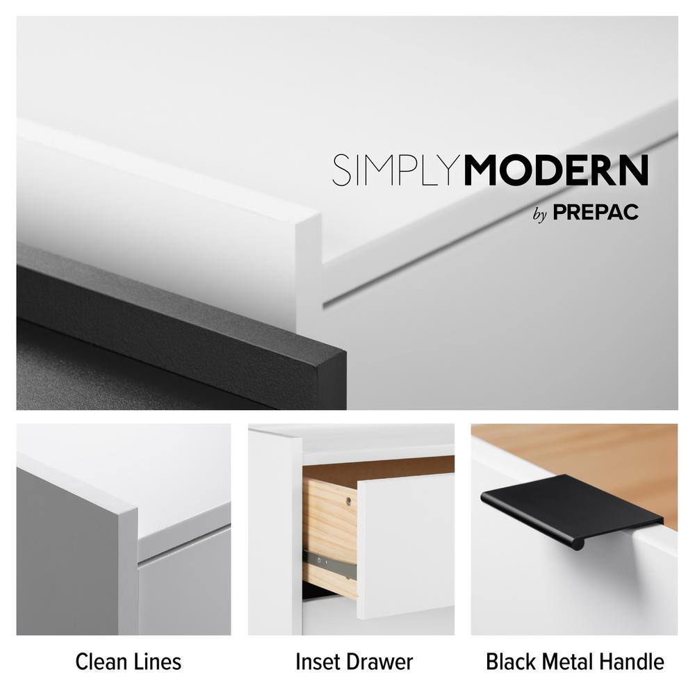 Simple White 3-Drawer Modern Nightstand with Black Handles