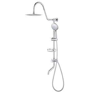 3-Spray 10 in. Dual Wall Mount Shower Head and Handheld Shower Head with 5 GPM in Chrome