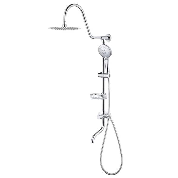 RAINLEX 3-Spray 10 in. Dual Wall Mount Shower Head and Handheld Shower Head with 5 GPM in Chrome