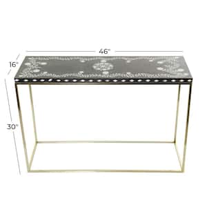 46 in. Gold Rectangle Wood Eclectic Console Table