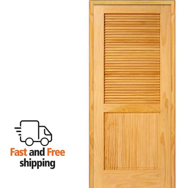 MMI DOOR 36 in. x 80 in. Half Louver 1-Panel Unfinished Pine Wood