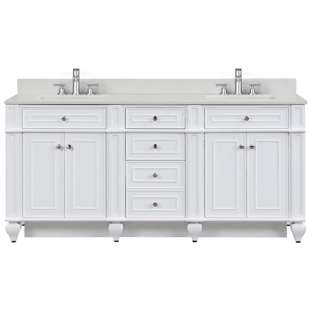Design Element Winston 72 in. W x 22 in. D Bath Vanity in White with