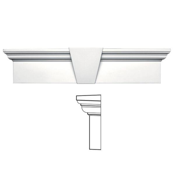 Builders Edge 9 in. x 37-5/8 in. Flat Panel Window Header with Keystone in 117 Bright White