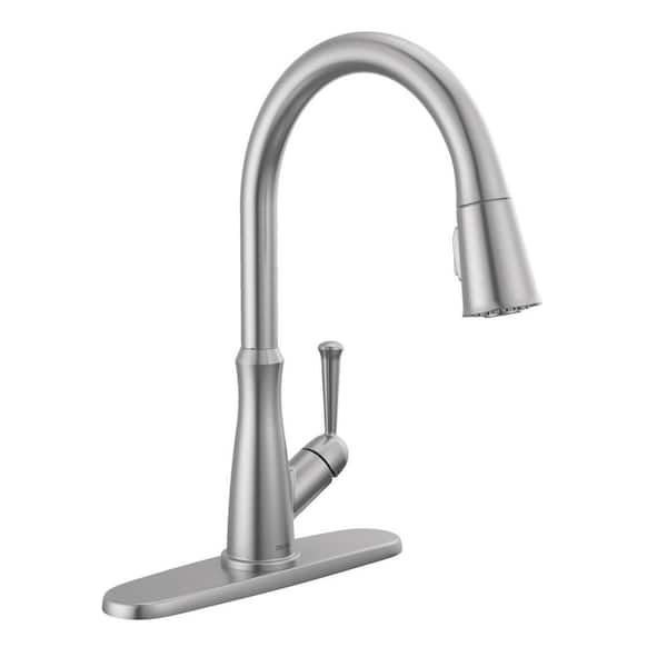 Delta Westville Single Handle Pull Down Sprayer Kitchen Faucet in Arctic Stainless