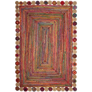 Cape Cod Red/Multi 4 ft. x 6 ft. Circles Border Area Rug