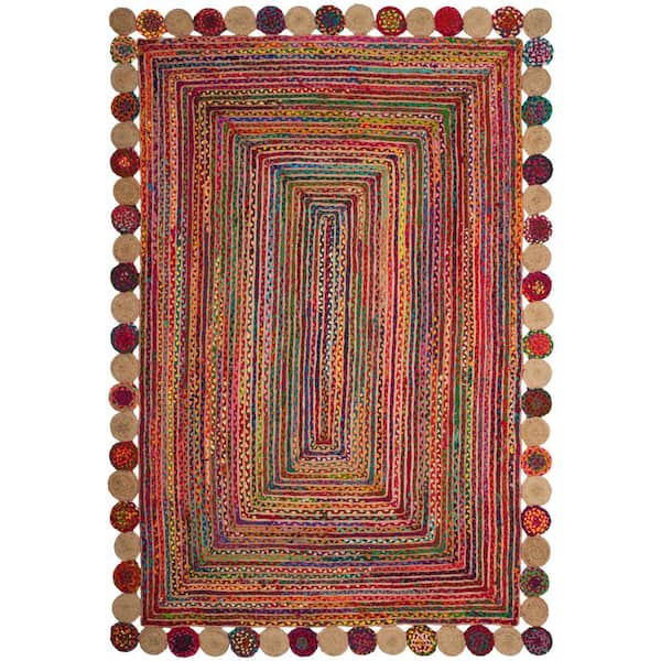 SAFAVIEH Cape Cod Red/Multi 6 ft. x 9 ft. Circles Border Area Rug
