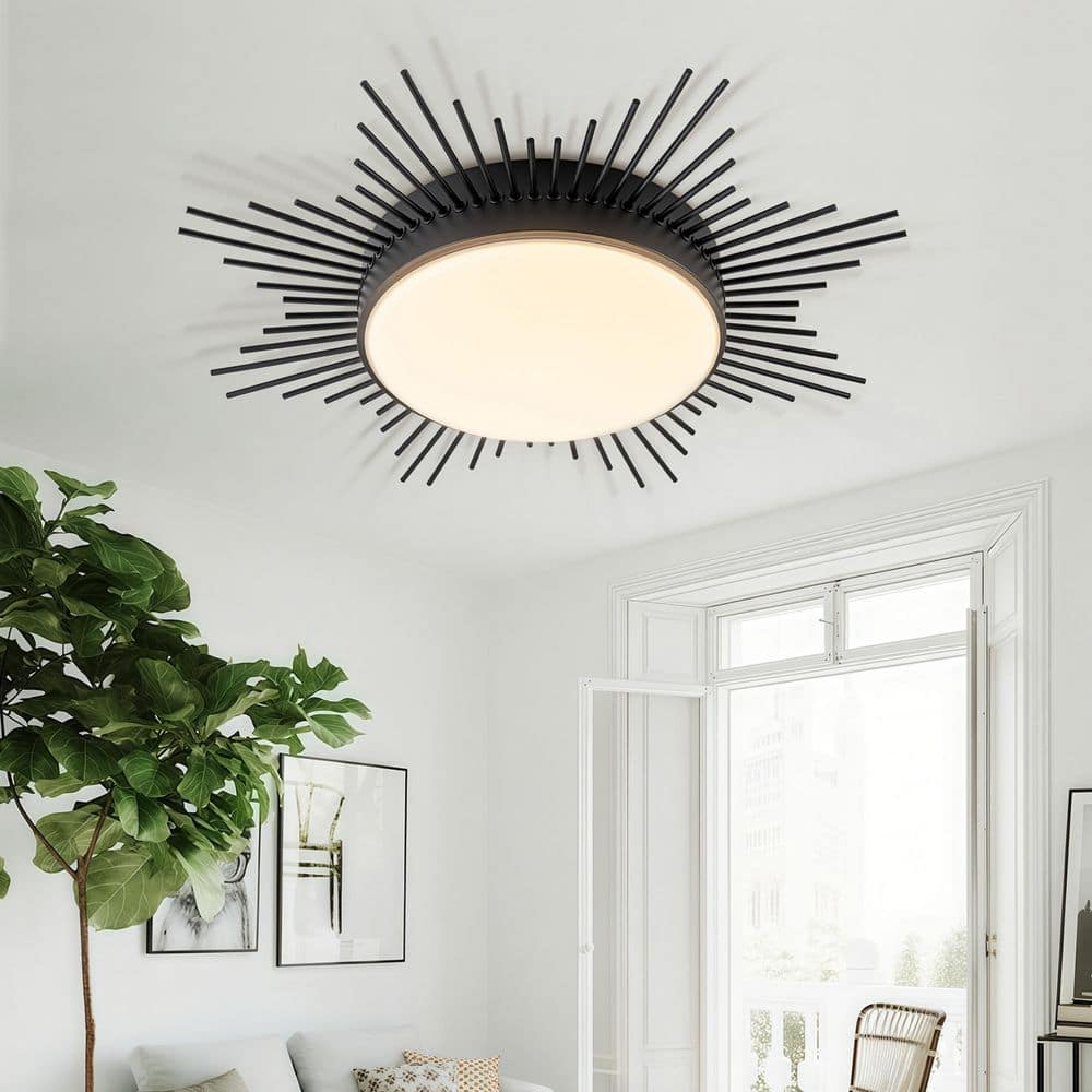 TinHon 24 in. Modern Dimmable LED Flush Mount Ceiling Light 5CCT