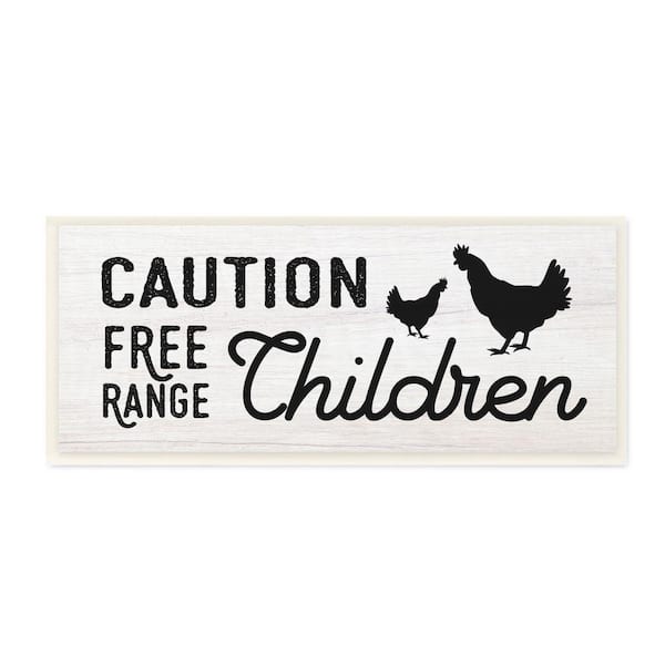 Stupell Industries "Caution Free Range Children Sign Family Farm Bird" by Daphne Polselli Unframed Print Abstract Wall Art 7 in. x 17 in.
