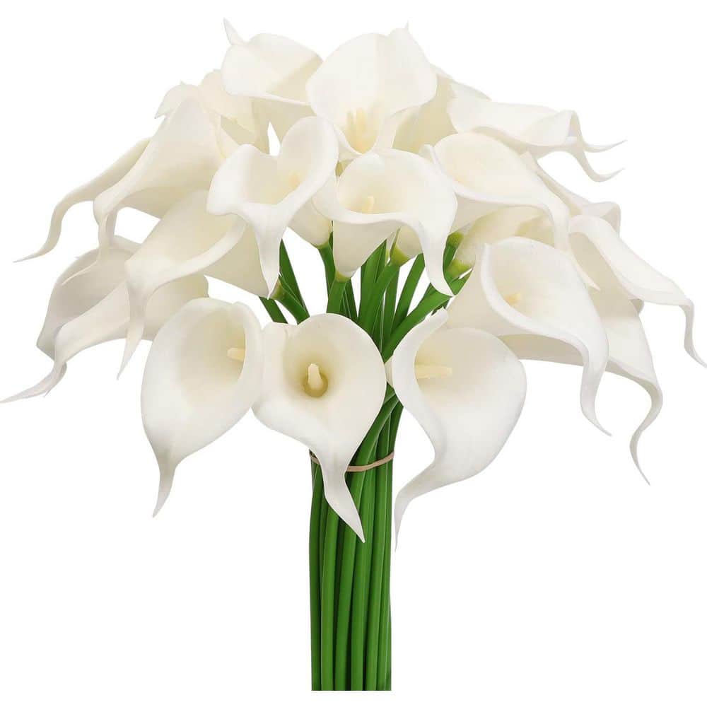14 in. White Indoor/Outdoor Artificial Calla Lily Flower 30Pack