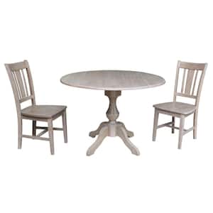 Sophia 3-Piece 42 in. Gray Taupe Round Drop-Leaf Wood Dining Set with San Remo Chairs