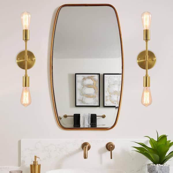 5.6 in. 2-Light Gold Modern Wall Sconce Bathroom Vanity Light